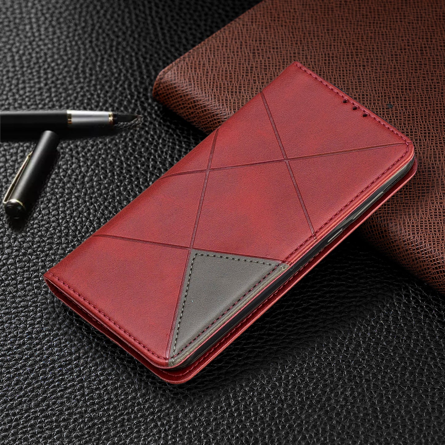 Geometric Pattern Leather Card Holder Case for Huawei Y5 (2019) / Honor 8S