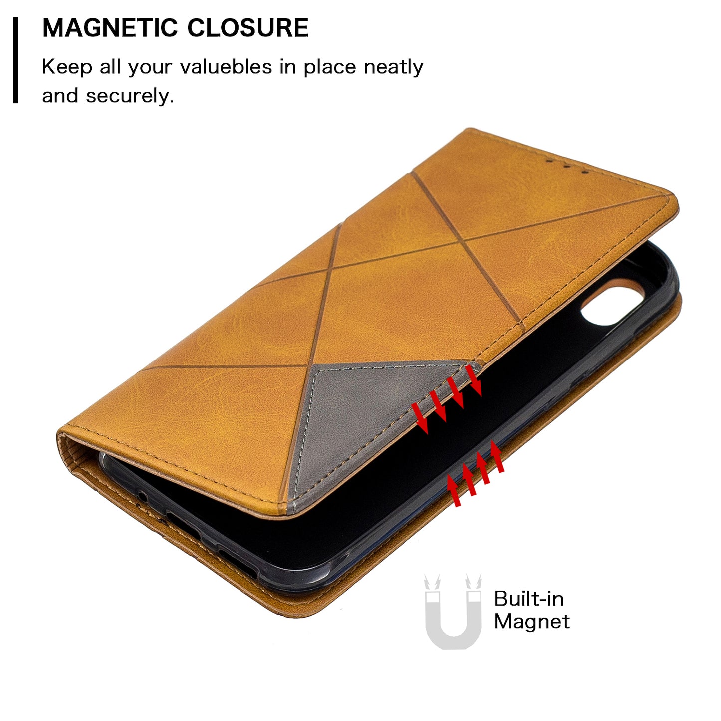 Geometric Pattern Leather Card Holder Case for Huawei Y5 (2019) / Honor 8S