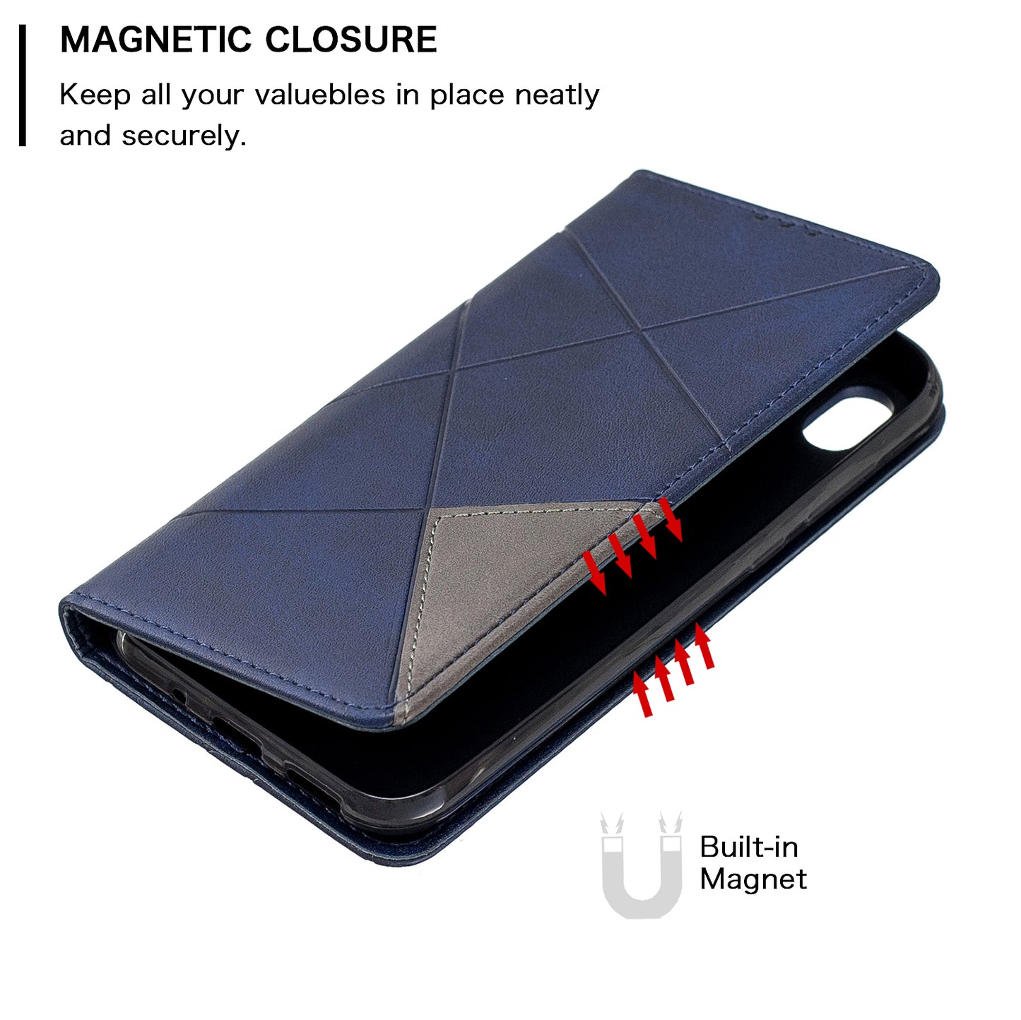 Geometric Pattern Leather Card Holder Case for Huawei Y5 (2019) / Honor 8S