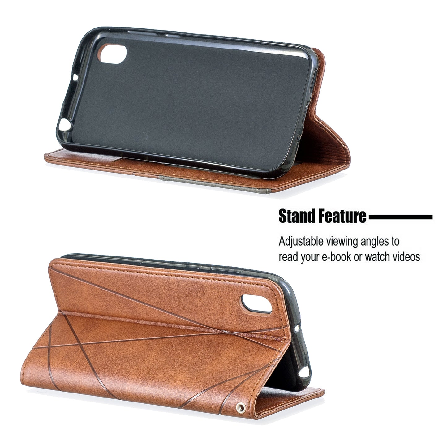 Geometric Pattern Leather Card Holder Case for Huawei Y5 (2019) / Honor 8S