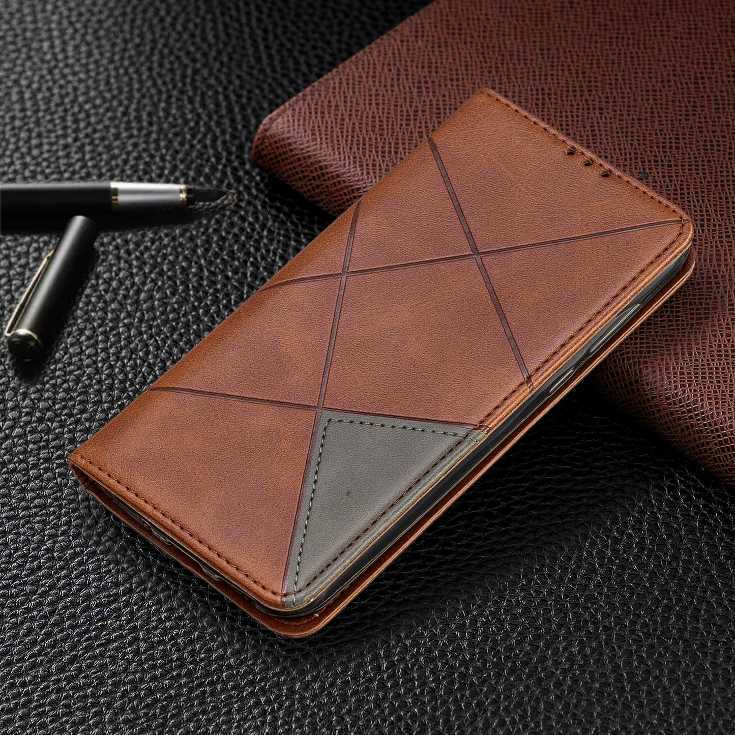 Geometric Pattern Leather Card Holder Case for Huawei Y5 (2019) / Honor 8S