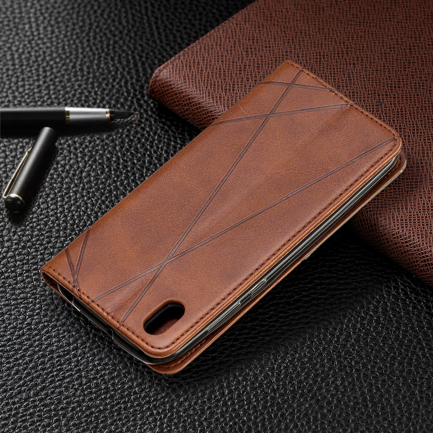 Geometric Pattern Leather Card Holder Case for Huawei Y5 (2019) / Honor 8S