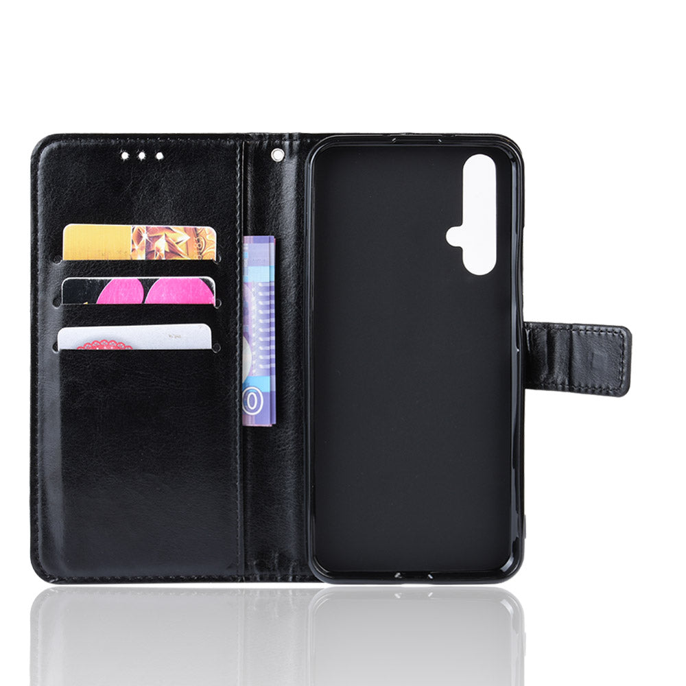 Phone Case for Huawei Honor 20S / Honor 20 / nova 5T Crazy Horse Texture Wallet Leather Case with Strap Phone Cover