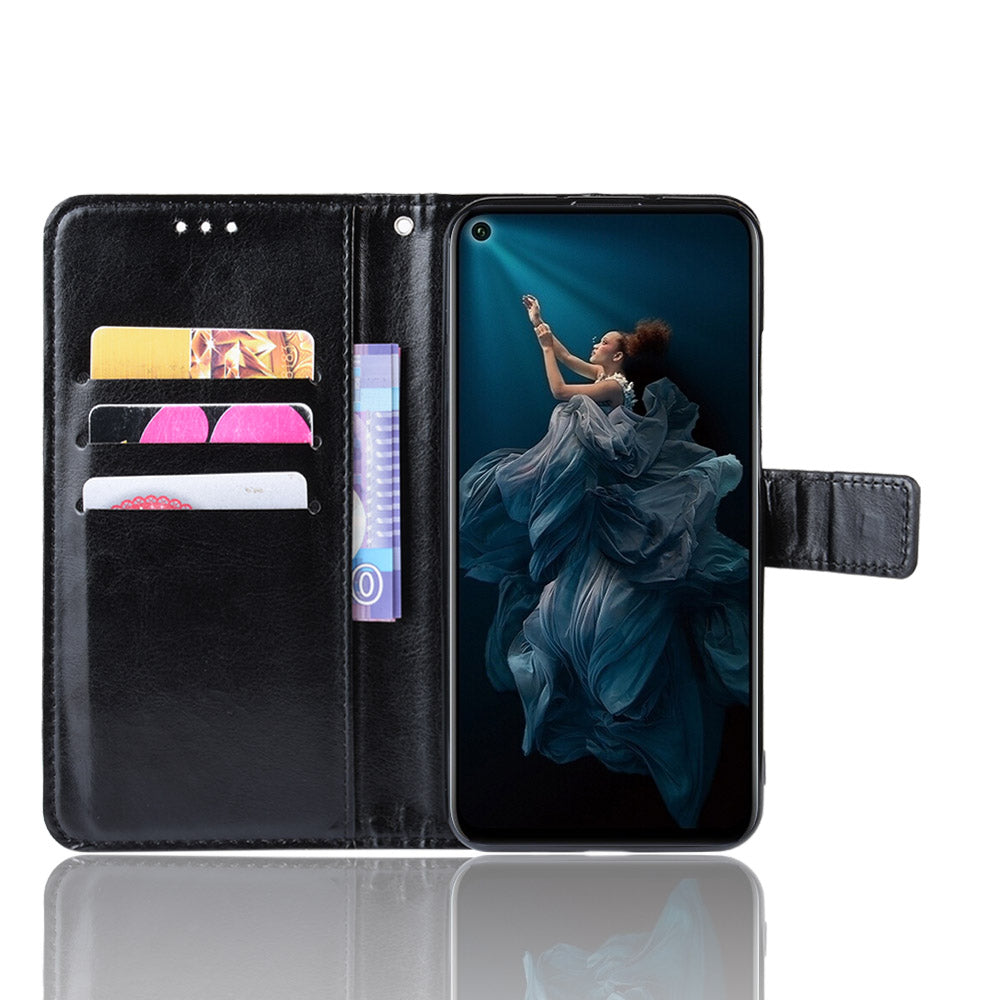 Phone Case for Huawei Honor 20S / Honor 20 / nova 5T Crazy Horse Texture Wallet Leather Case with Strap Phone Cover
