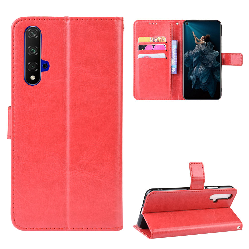 Phone Case for Huawei Honor 20S / Honor 20 / nova 5T Crazy Horse Texture Wallet Leather Case with Strap Phone Cover