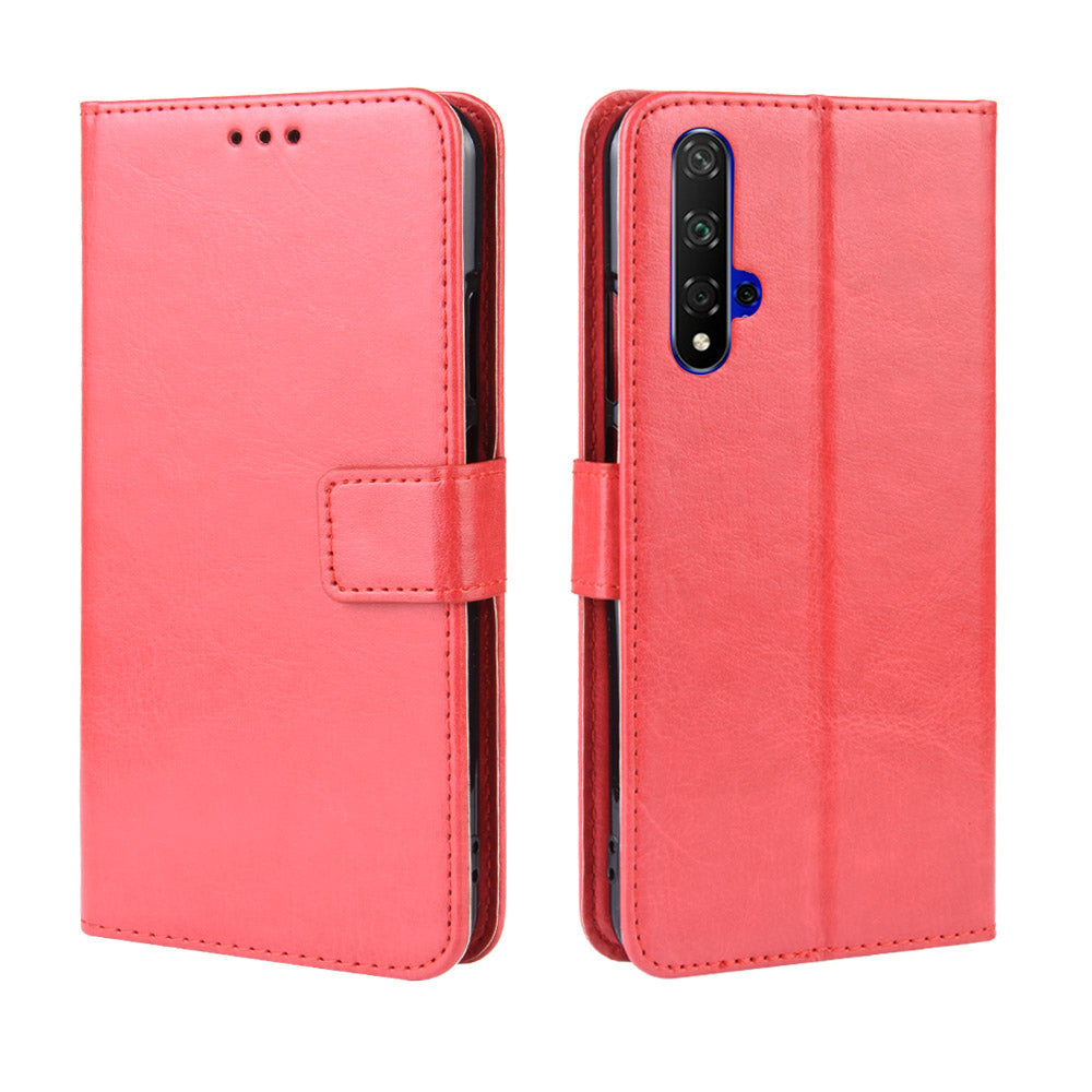 Phone Case for Huawei Honor 20S / Honor 20 / nova 5T Crazy Horse Texture Wallet Leather Case with Strap Phone Cover