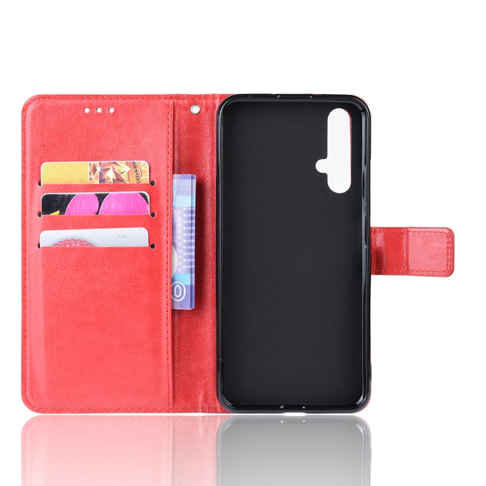 Phone Case for Huawei Honor 20S / Honor 20 / nova 5T Crazy Horse Texture Wallet Leather Case with Strap Phone Cover