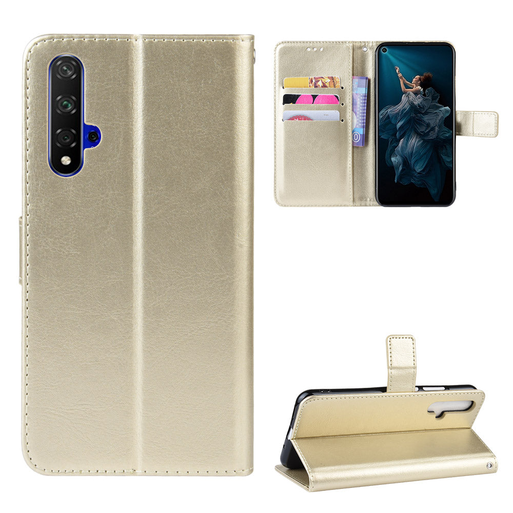 Phone Case for Huawei Honor 20S / Honor 20 / nova 5T Crazy Horse Texture Wallet Leather Case with Strap Phone Cover
