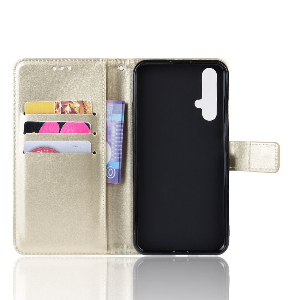 Phone Case for Huawei Honor 20S / Honor 20 / nova 5T Crazy Horse Texture Wallet Leather Case with Strap Phone Cover