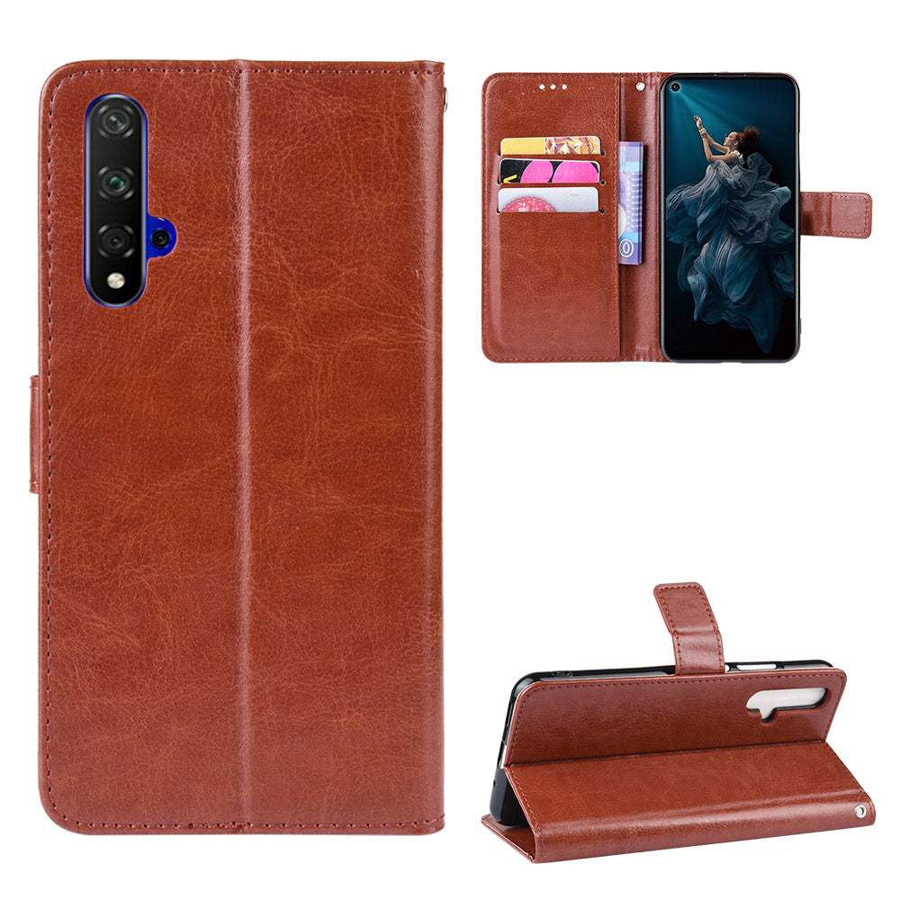 Phone Case for Huawei Honor 20S / Honor 20 / nova 5T Crazy Horse Texture Wallet Leather Case with Strap Phone Cover