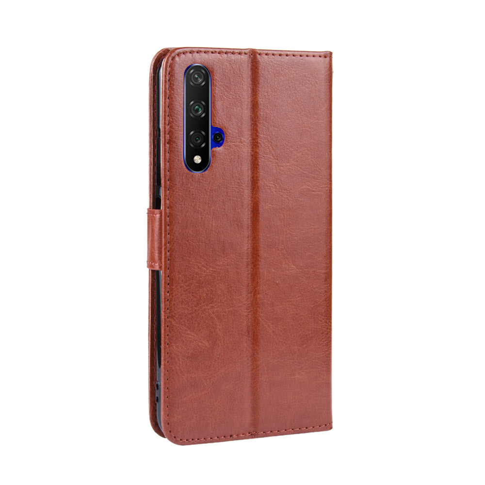 Phone Case for Huawei Honor 20S / Honor 20 / nova 5T Crazy Horse Texture Wallet Leather Case with Strap Phone Cover