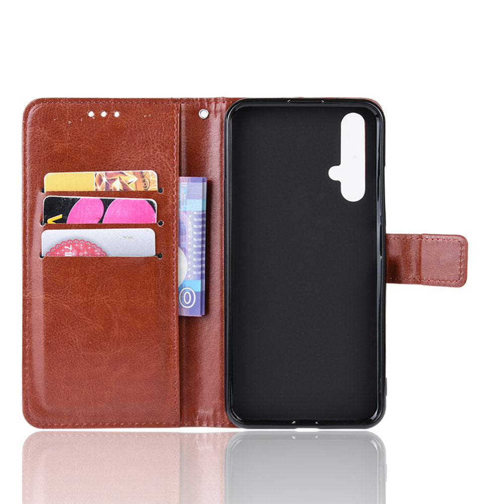 Phone Case for Huawei Honor 20S / Honor 20 / nova 5T Crazy Horse Texture Wallet Leather Case with Strap Phone Cover