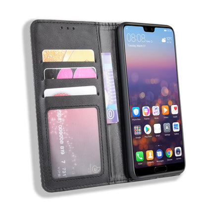 Retro PU Leather Wallet Stand Phone Cover Casing for Huawei P20