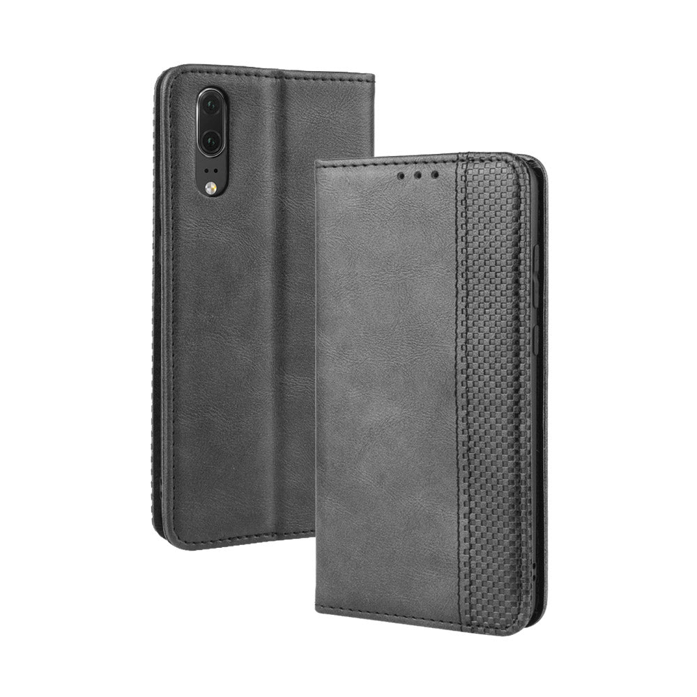 Retro PU Leather Wallet Stand Phone Cover Casing for Huawei P20