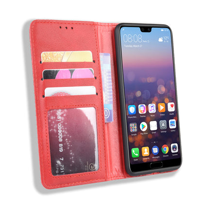 Retro PU Leather Wallet Stand Phone Cover Casing for Huawei P20