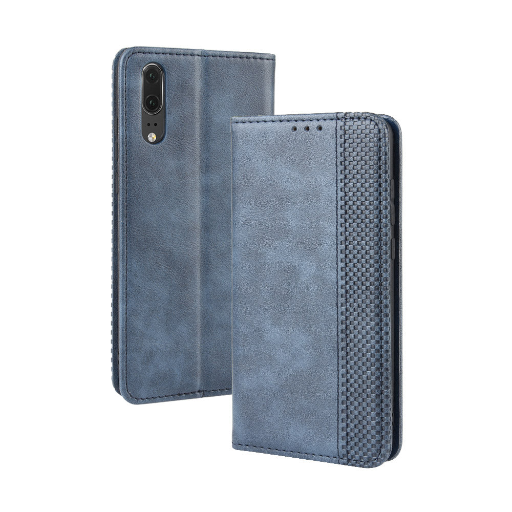 Retro PU Leather Wallet Stand Phone Cover Casing for Huawei P20
