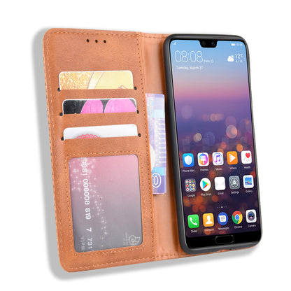 Retro PU Leather Wallet Stand Phone Cover Casing for Huawei P20