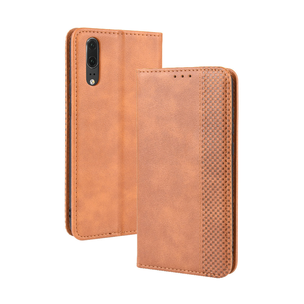 Retro PU Leather Wallet Stand Phone Cover Casing for Huawei P20
