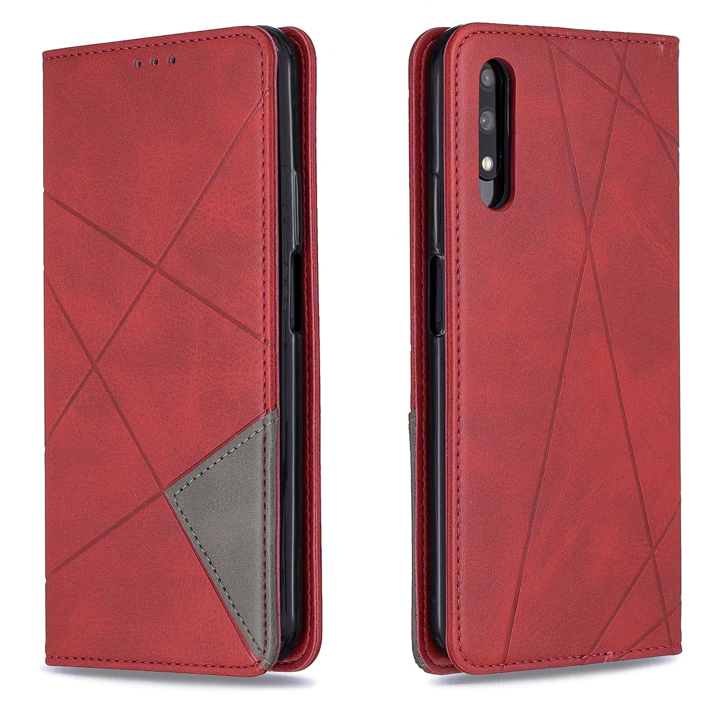 Geometric Pattern Leather Card Holder Case for Huawei Honor 9X (For China) / 9X Pro