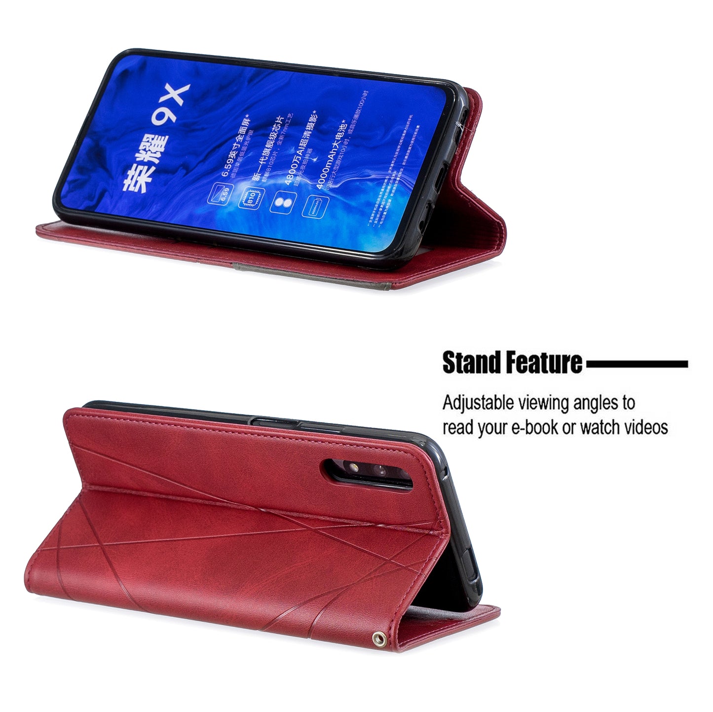 Geometric Pattern Leather Card Holder Case for Huawei Honor 9X (For China) / 9X Pro
