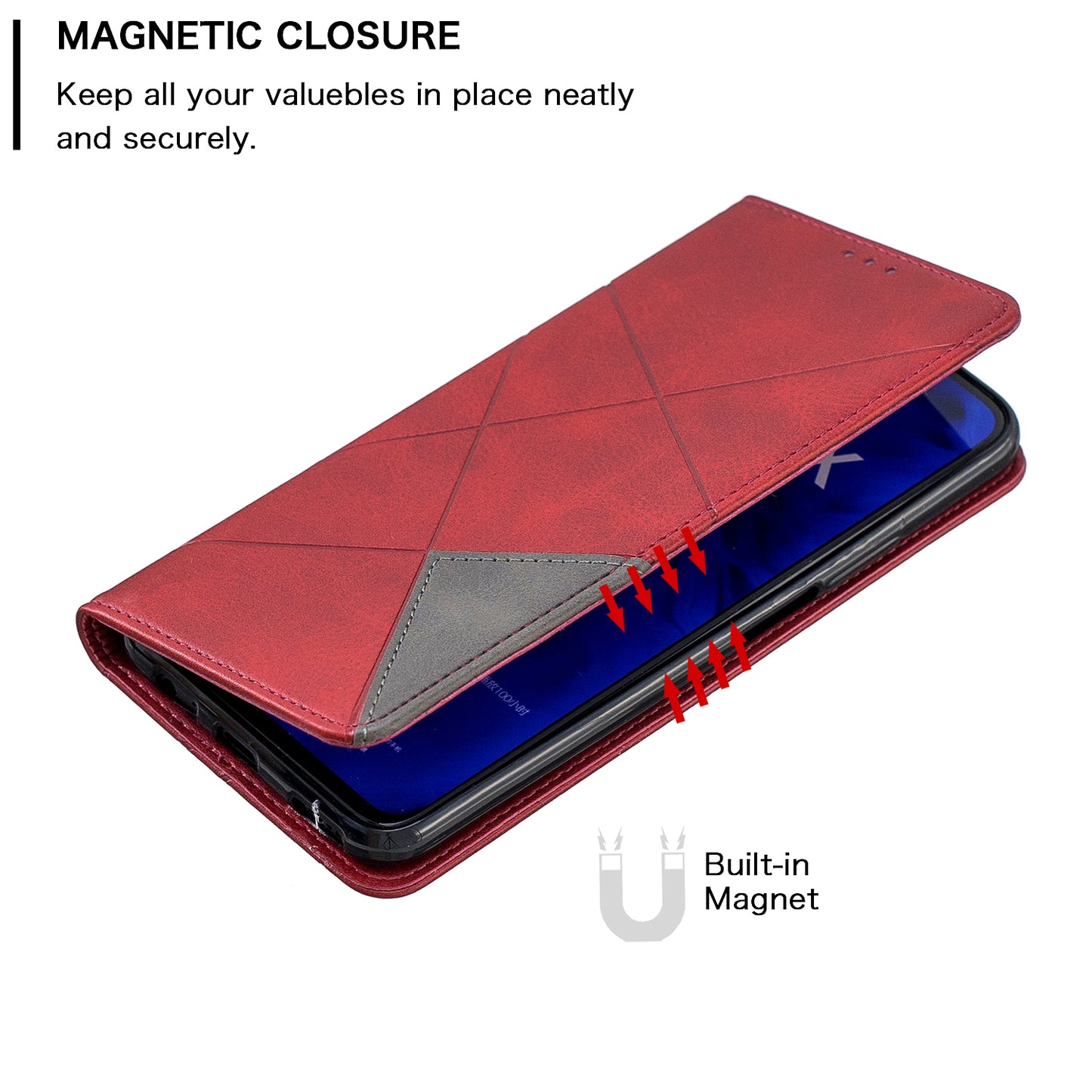 Geometric Pattern Leather Card Holder Case for Huawei Honor 9X (For China) / 9X Pro
