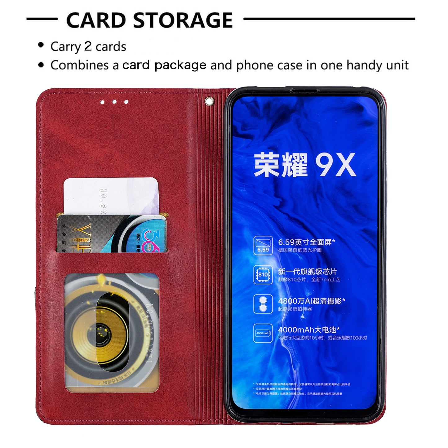 Geometric Pattern Leather Card Holder Case for Huawei Honor 9X (For China) / 9X Pro