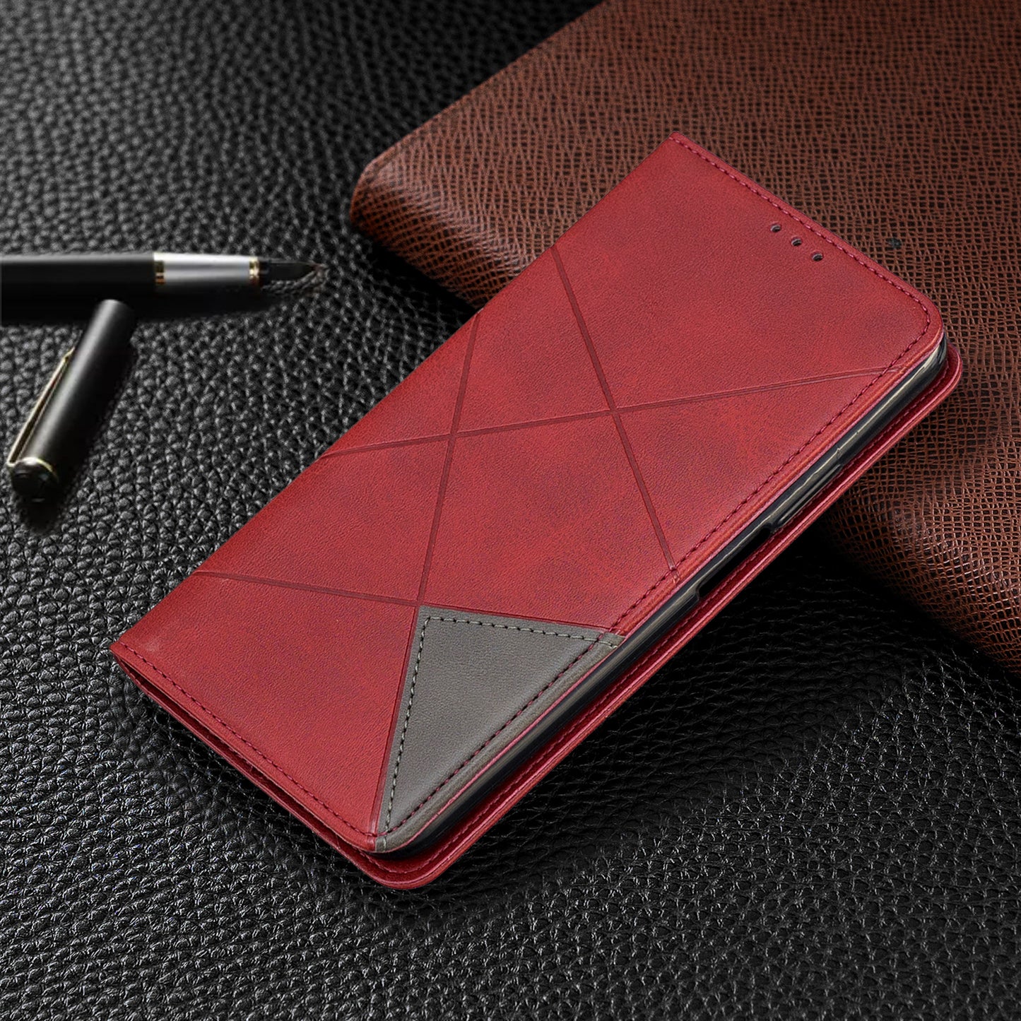 Geometric Pattern Leather Card Holder Case for Huawei Honor 9X (For China) / 9X Pro