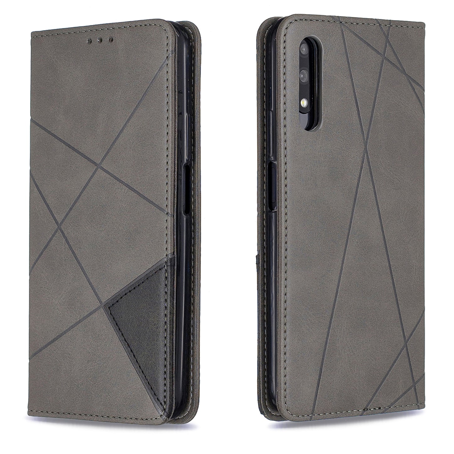 Geometric Pattern Leather Card Holder Case for Huawei Honor 9X (For China) / 9X Pro
