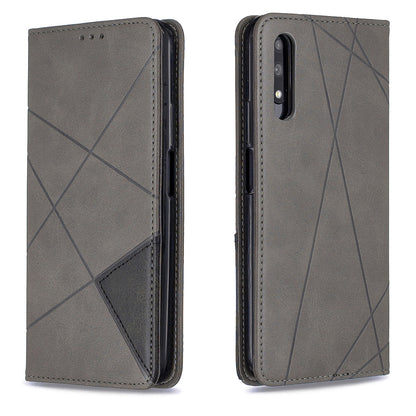 Geometric Pattern Leather Card Holder Case for Huawei Honor 9X (For China) / 9X Pro