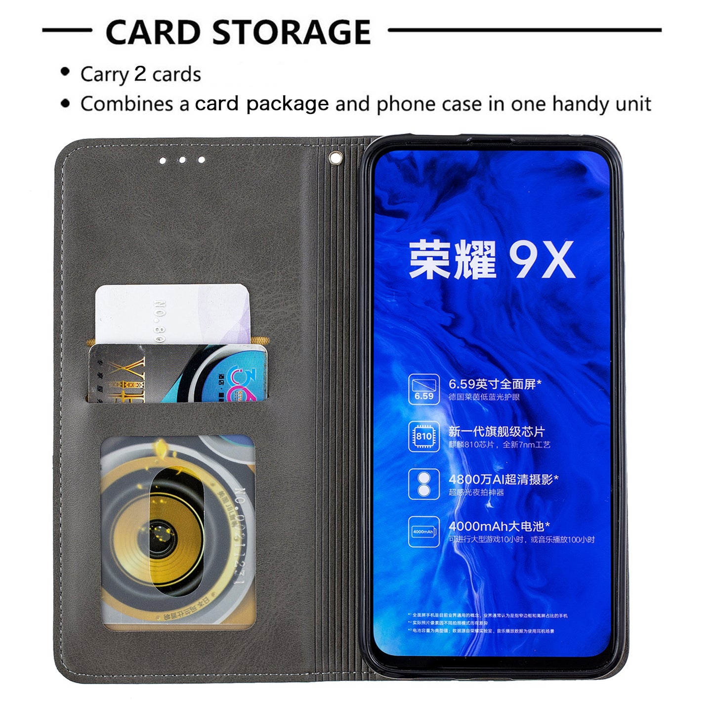 Geometric Pattern Leather Card Holder Case for Huawei Honor 9X (For China) / 9X Pro