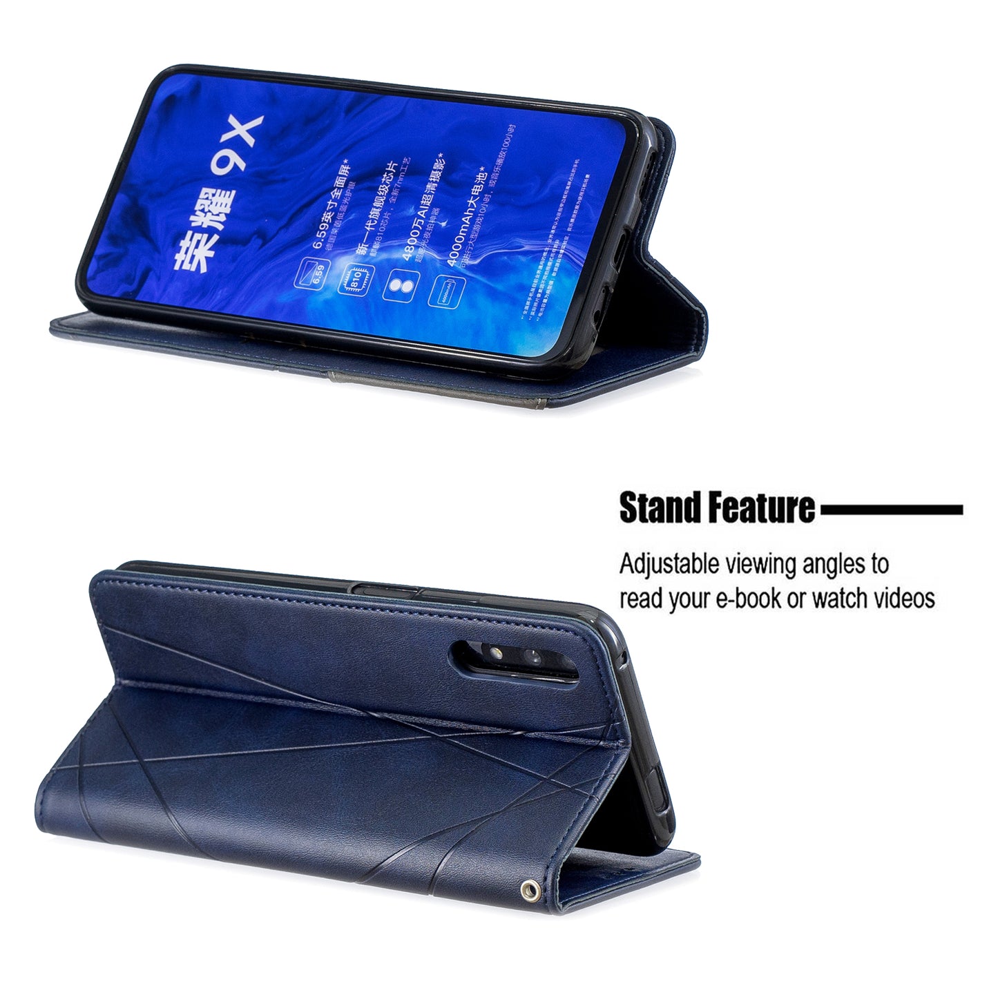 Geometric Pattern Leather Card Holder Case for Huawei Honor 9X (For China) / 9X Pro