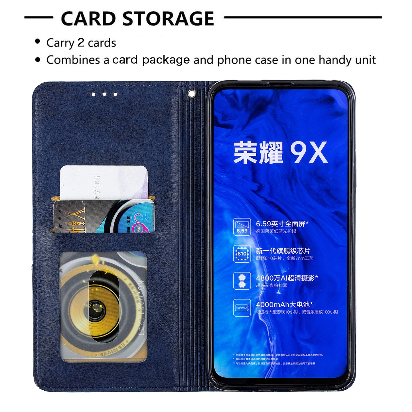 Geometric Pattern Leather Card Holder Case for Huawei Honor 9X (For China) / 9X Pro
