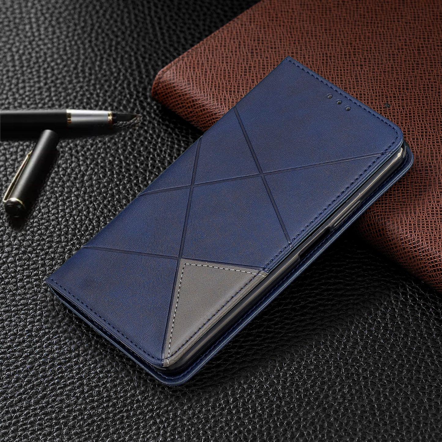 Geometric Pattern Leather Card Holder Case for Huawei Honor 9X (For China) / 9X Pro