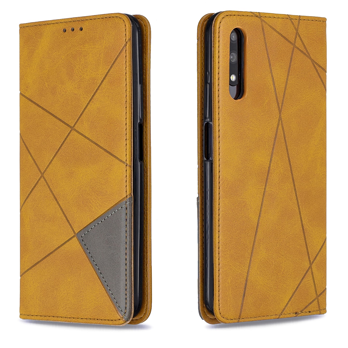 Geometric Pattern Leather Card Holder Case for Huawei Honor 9X (For China) / 9X Pro