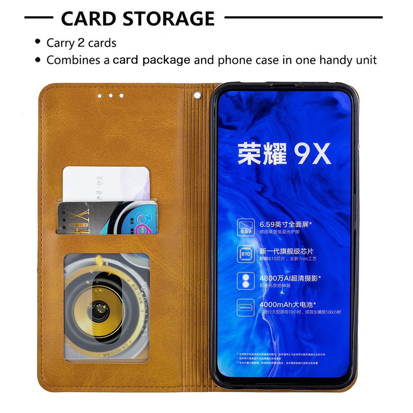 Geometric Pattern Leather Card Holder Case for Huawei Honor 9X (For China) / 9X Pro