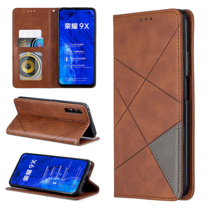 Geometric Pattern Leather Card Holder Case for Huawei Honor 9X (For China) / 9X Pro