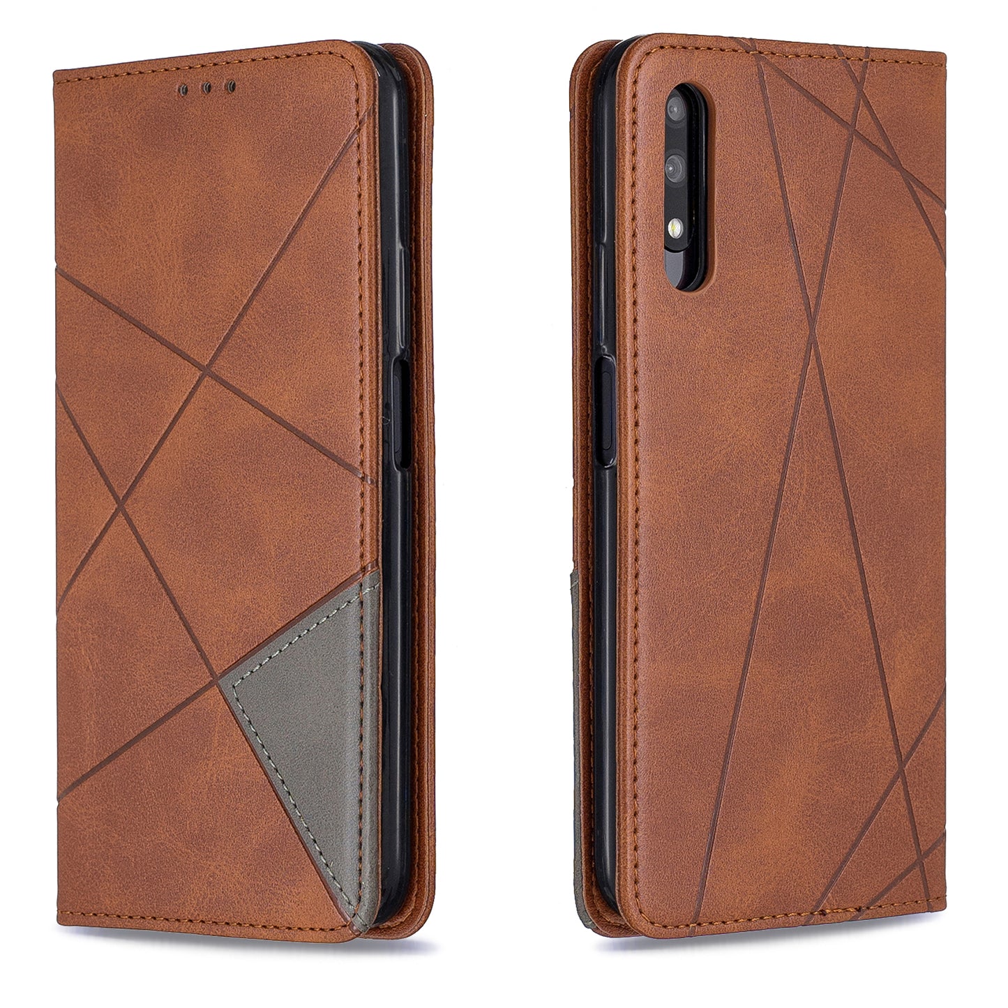 Geometric Pattern Leather Card Holder Case for Huawei Honor 9X (For China) / 9X Pro