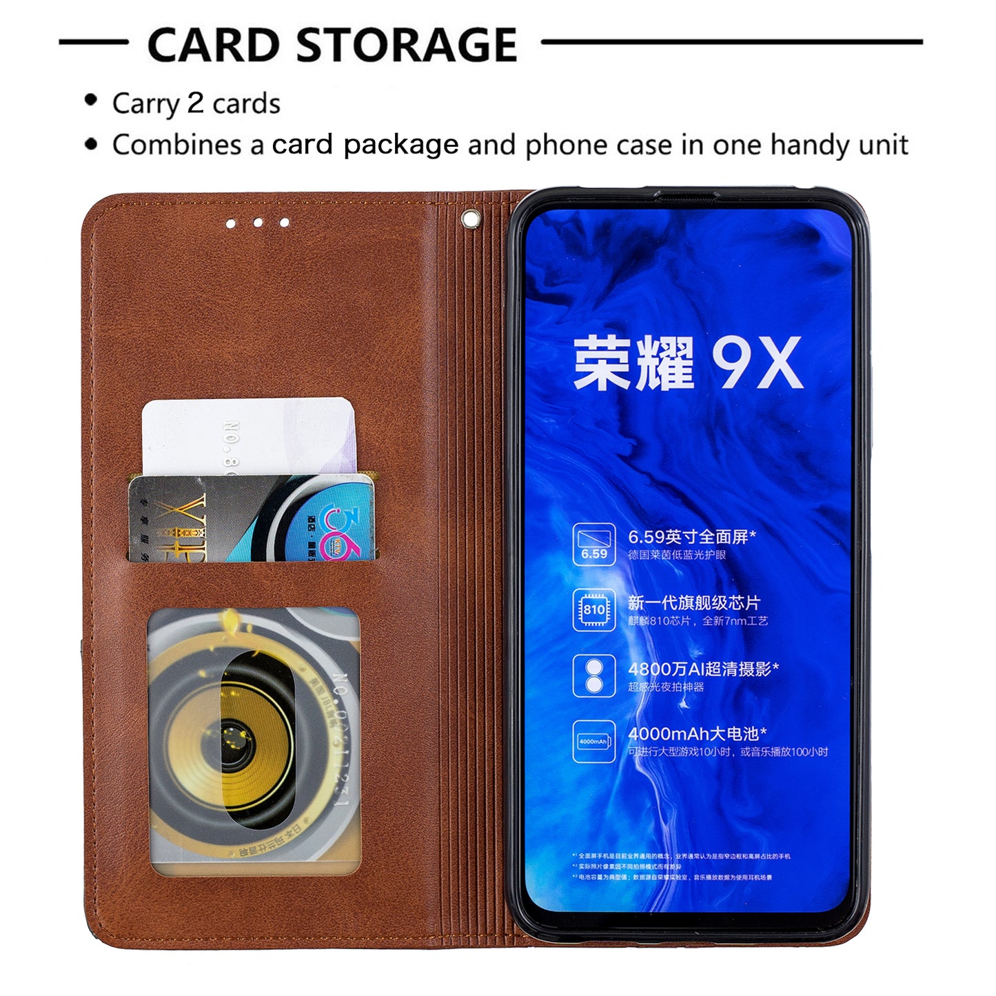 Geometric Pattern Leather Card Holder Case for Huawei Honor 9X (For China) / 9X Pro