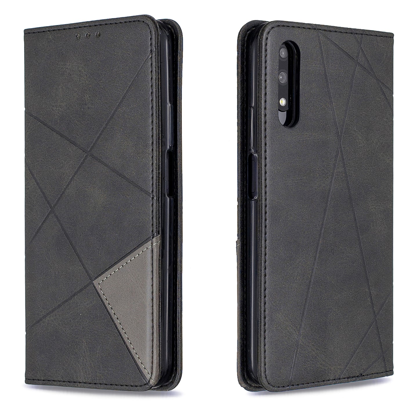 Geometric Pattern Leather Card Holder Case for Huawei Honor 9X (For China) / 9X Pro