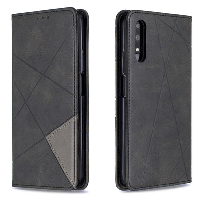 Geometric Pattern Leather Card Holder Case for Huawei Honor 9X (For China) / 9X Pro