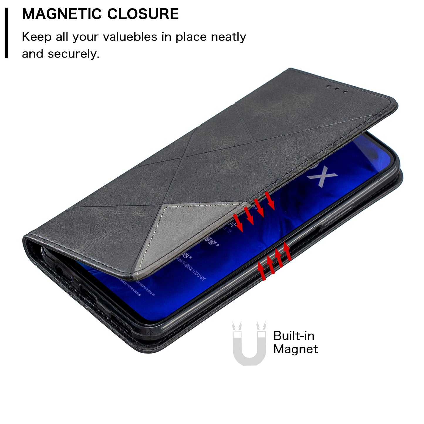 Geometric Pattern Leather Card Holder Case for Huawei Honor 9X (For China) / 9X Pro