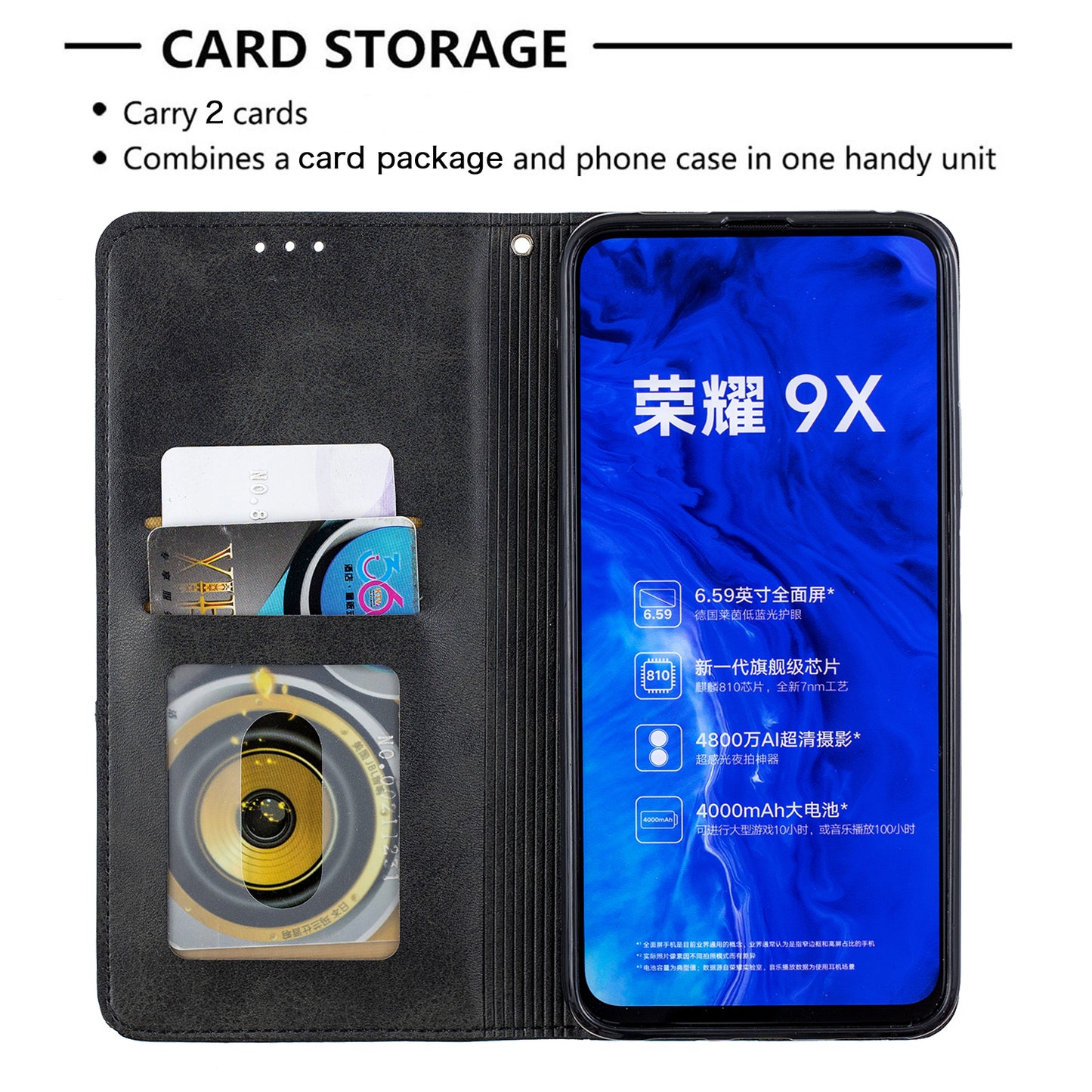 Geometric Pattern Leather Card Holder Case for Huawei Honor 9X (For China) / 9X Pro