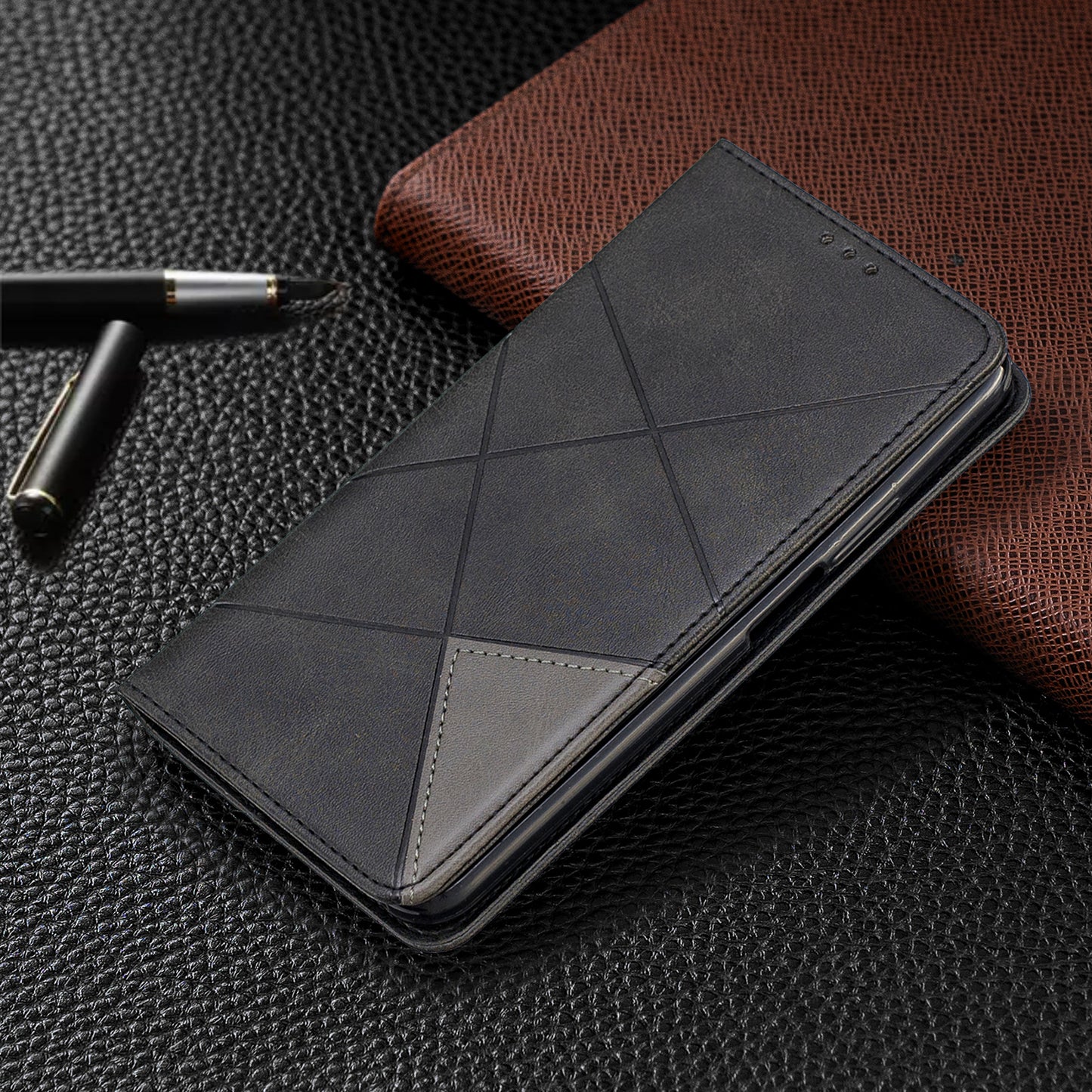 Geometric Pattern Leather Card Holder Case for Huawei Honor 9X (For China) / 9X Pro
