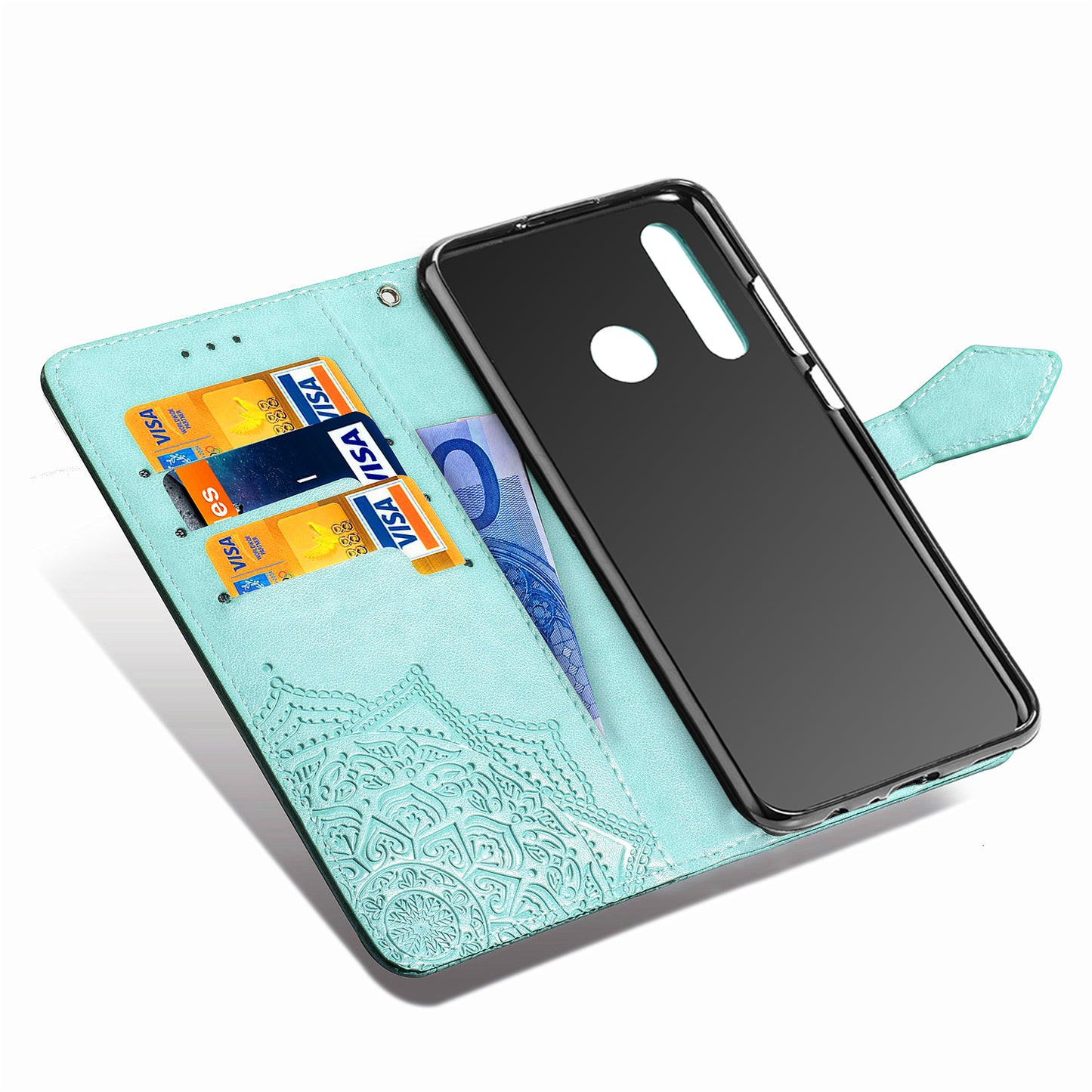 Embossed Mandala Flower Leather Wallet Phone Case for Huawei Honor 9X (Global)/ Y9 Prime 2019 / Enjoy 10 Plus
