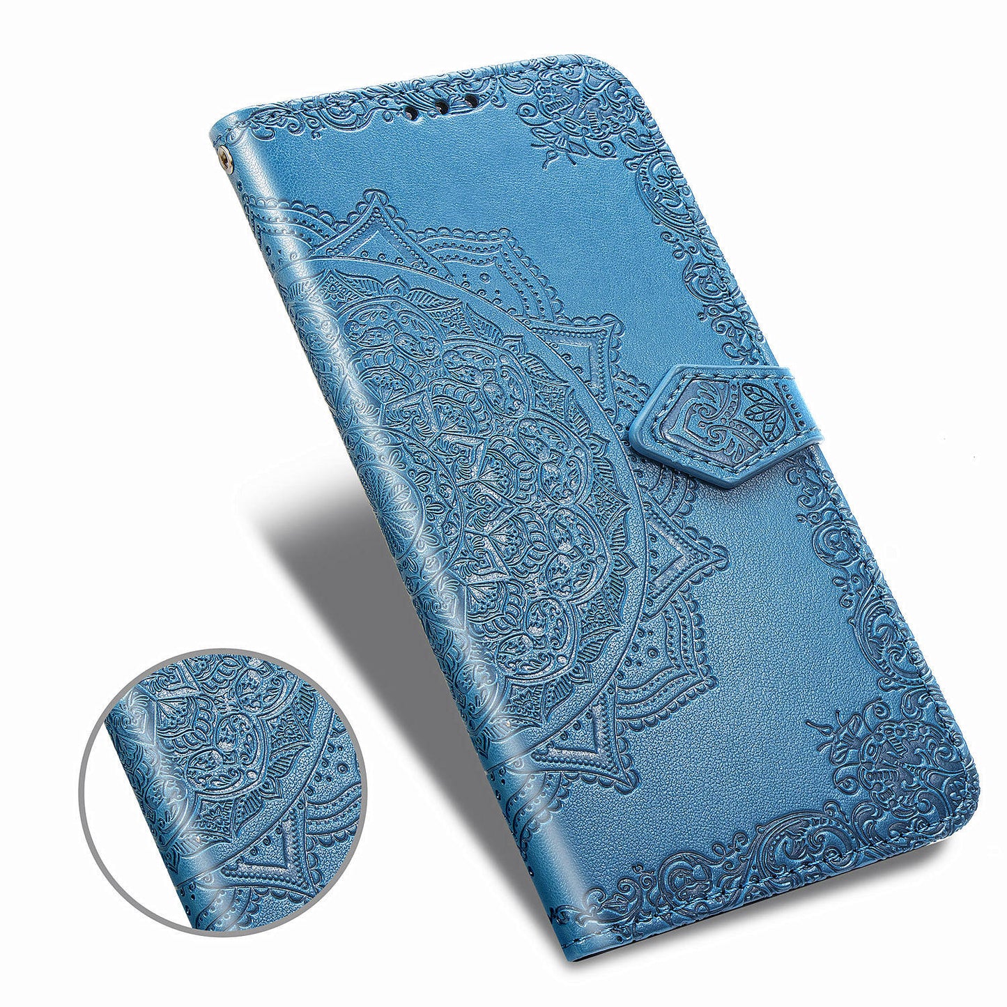 Embossed Mandala Flower Leather Wallet Phone Case for Huawei Honor 9X (Global)/ Y9 Prime 2019 / Enjoy 10 Plus