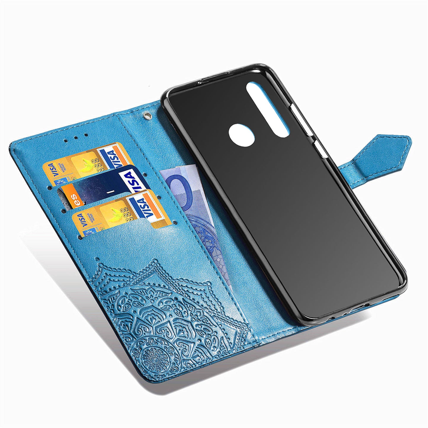 Embossed Mandala Flower Leather Wallet Phone Case for Huawei Honor 9X (Global)/ Y9 Prime 2019 / Enjoy 10 Plus