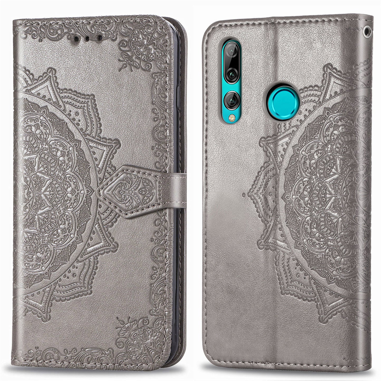Embossed Mandala Flower Leather Wallet Phone Case for Huawei Honor 9X (Global)/ Y9 Prime 2019 / Enjoy 10 Plus