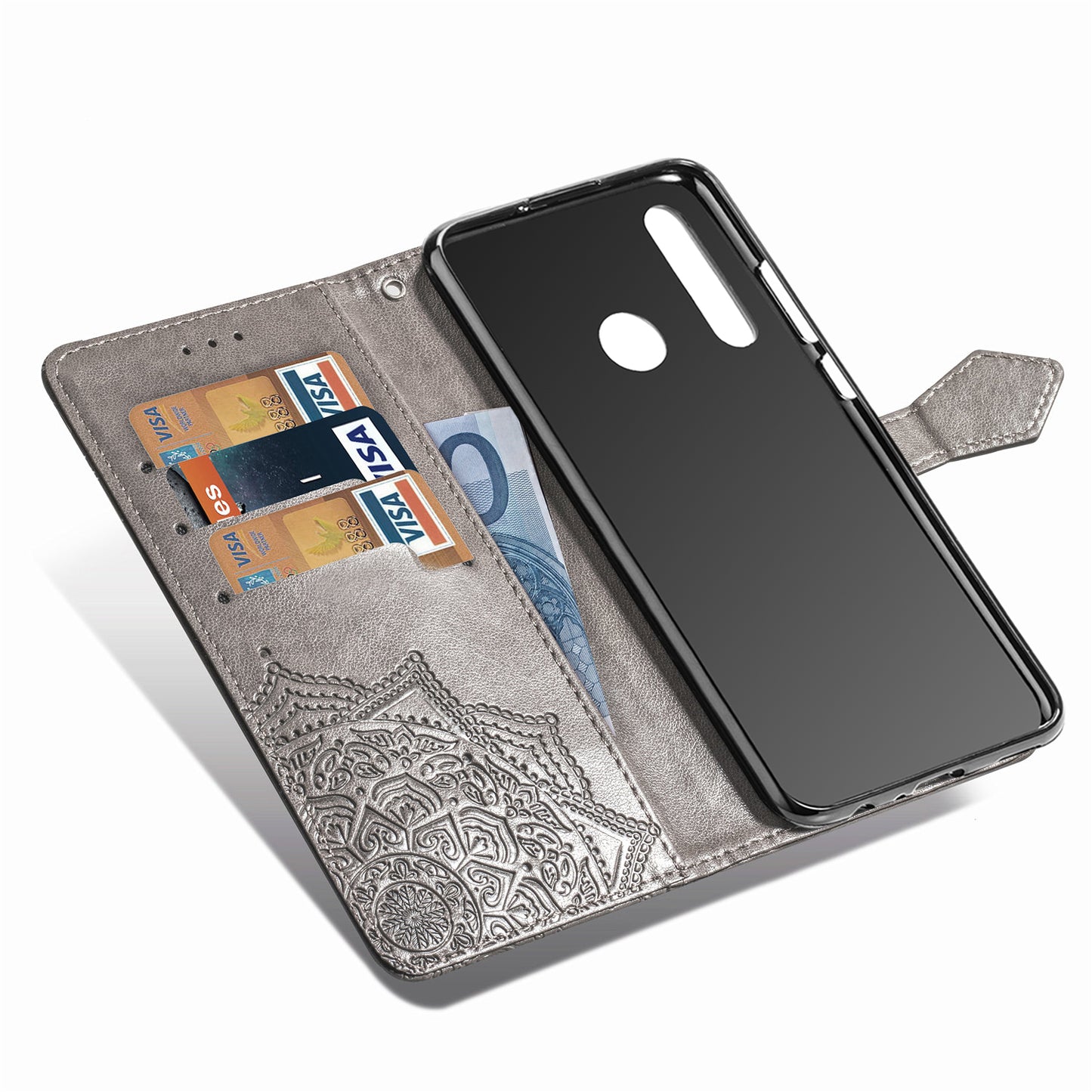 Embossed Mandala Flower Leather Wallet Phone Case for Huawei Honor 9X (Global)/ Y9 Prime 2019 / Enjoy 10 Plus