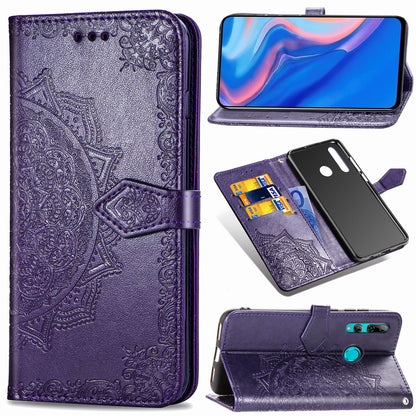 Embossed Mandala Flower Leather Wallet Phone Case for Huawei Honor 9X (Global)/ Y9 Prime 2019 / Enjoy 10 Plus
