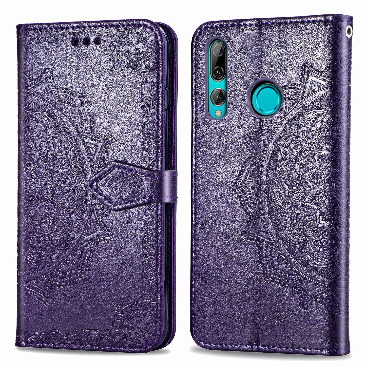 Embossed Mandala Flower Leather Wallet Phone Case for Huawei Honor 9X (Global)/ Y9 Prime 2019 / Enjoy 10 Plus